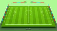 Soccer football field markup gates bench chairs billboard