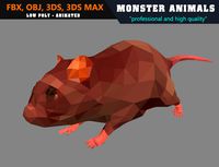 Low Poly Mouse Cartoon 3D Model Animated - Game Ready
