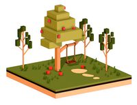 Isometric Apple Fruit Tree Rope Swing