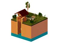 Isometric European Village Well Draw-Well