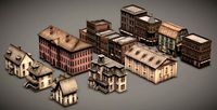 Victorian Old Style Low Poly Buildings Collection