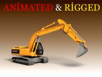 Excavator Animated Rigged 3D Model