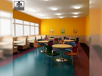 Dining room 04 Set a fast food restaurant 3D Model