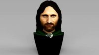 Aragorn bust Lord of the Rings ready for full color 3D printing | 3D