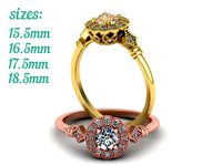 Vintage Milgrain Antiqua Engagement ring 4 ring sizes N0269  | 3D