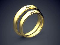 Double Ring Combo With Small Diamond CAD 3070 | 3D