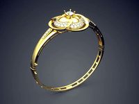 Flower Motif Bracelet With Diamonds CAD-3184 | 3D