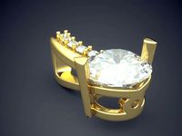 Pendant With Big Diamond And Smallers On The Side CAD 3729 | 3D