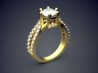 Engagement Ring With Diamonds CAD-3898 | 3D