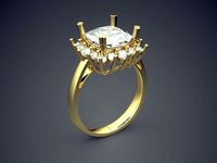 Engagement Ring With Diamonds CAD-5150 | 3D