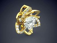 Flower Brooch With Diamond In The Middle CAD 5167 | 3D