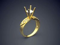 Engagement Ring With Diamonds CAD-5288 | 3D