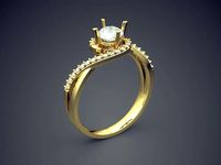 Engagement Ring With Diamonds CAD-5801 | 3D
