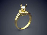 Engagement Ring With Diamonds CAD-5805 | 3D