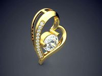 Heart Shape Pendant With Diamonds CAD-6004 | 3D