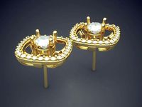 Diamond Earrings CAD-6596 | 3D