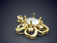 Flower Shape Diamond Pendant CAD-6701 | 3D
