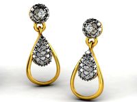 Golden Drop Shape Drop Earrings  | 3D