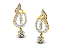 Drop Shaped Golden Drop Earrings | 3D