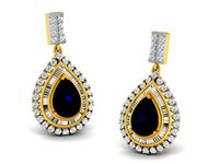 Drop Shape Drop Earrings With Sapphire | 3D