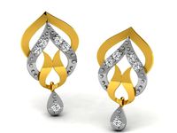 Drop Shape Drop Earrings With Diamonds  | 3D