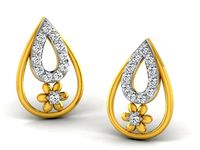 Drop Shape Drop Earrings With Diamonds  1 | 3D