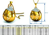 Semisphere Fruit Shape Pendant With Diamonds | 3D