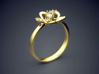 Flower-shaped Ring With Diamonds CAD-3190 | 3D