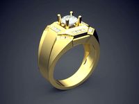 Thick Engraved Ring With Diamonds CAD-3243 | 3D