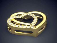 Heart Shape Pendant With Diamonds CAD-3433 | 3D