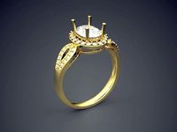 Ring With Diamonds CAD-3443 | 3D