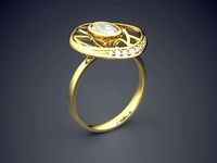 Rings With Sophisticated Ornament And Diamond CAD 3550 | 3D