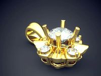 Square Pendant With Five Diamonds CAD 3706 | 3D