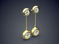 Hanging Earrings With Two Circle Diamonds CAD 3718 | 3D