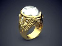 Ring With Sophisticated Ornaments And Huge Diamond CAD 3734 | 3D