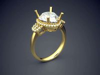 Simple Ring With Diamond In The Middle CAD 3802 | 3D