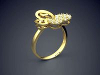Ring With Two Intertwine Hearts CAD 4569 | 3D