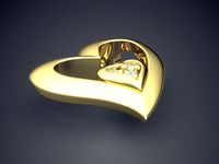 Heart Shape Pendant CAD-5003 | 3D