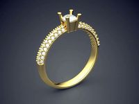 Simple Yet Well Designed Engagement Ring With A Lot Of Diamonds 5402 | 3D