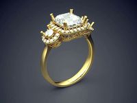 Ring With Diamonds CAD-5694 | 3D
