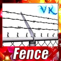 Chainlink fence Barbed wire High detail 3D Model