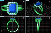 Rectangular Halo Ring | 3D
