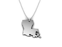 Louisiana Map Stainless Steel Pendant | 3D