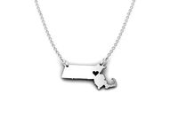 Massachusetts Map Stainless Steel Pendant | 3D