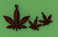 CANNABIS PENDANT and EARRINGS | 3D