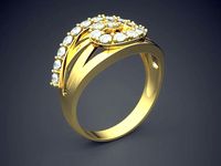 Wedding Ring With Note-shaped Diamonds Around 2233 | 3D