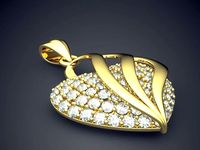 Heart-shape Pendant Full Of Diamonds 2312 | 3D