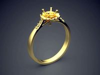 Thin Flower Shape Engagement Ring 1225 | 3D