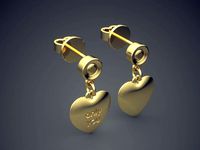 Heart Shape Engraved Earrings 1377 | 3D