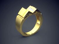 Futuristic Ring With Small Diamonds 1417 | 3D